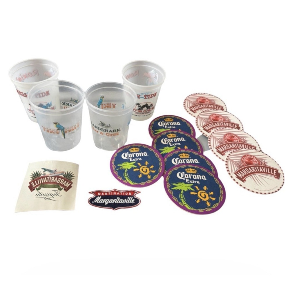 Margaritaville Lake of the Ozarks Lot Corona Coasters Bar Cups Patch Tequila